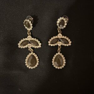 Kendra Scott Black and Silver Teardrop Earrings